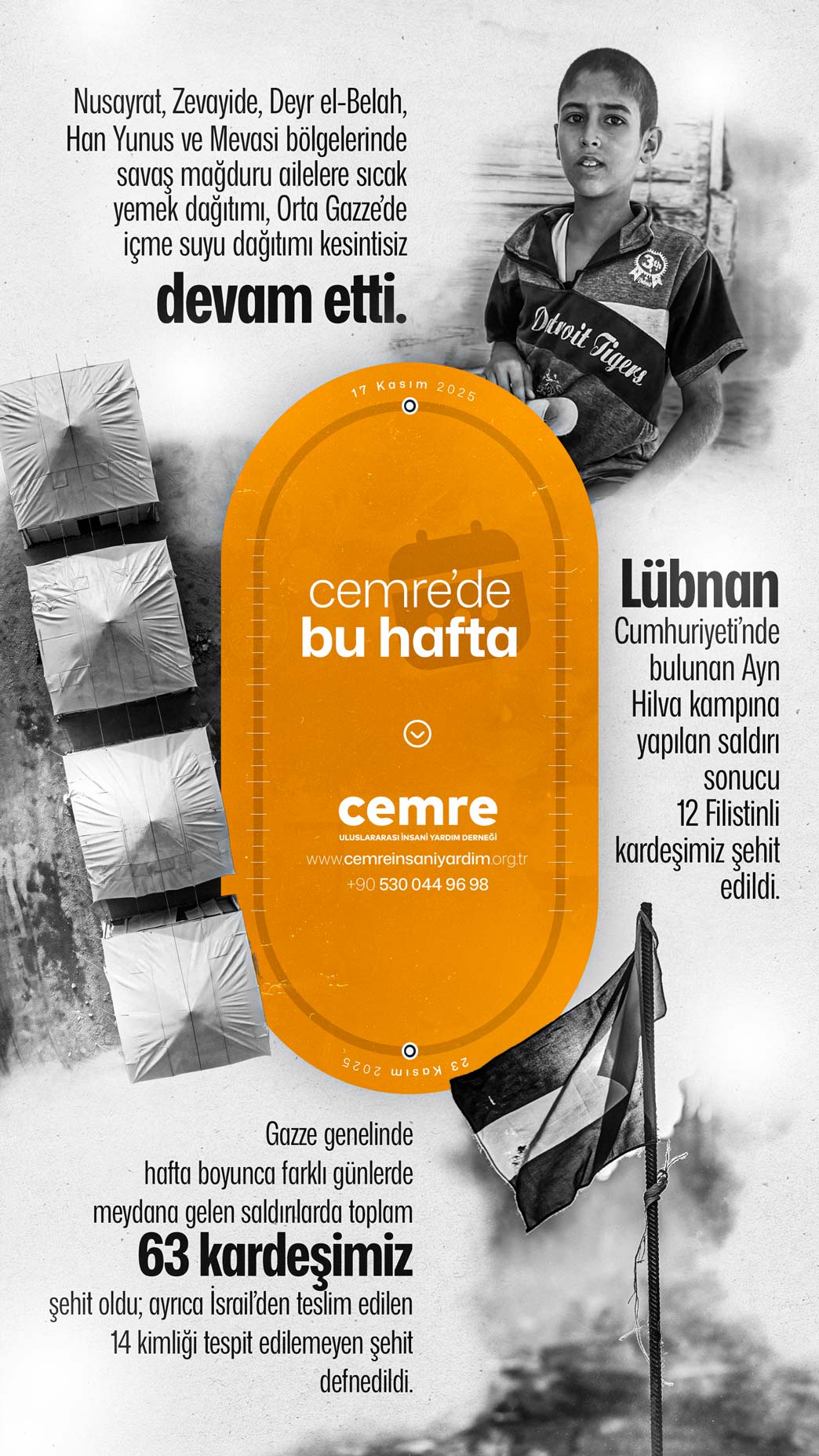 Cemre’de Kasım Üçüncü Hafta: Gazze’de Yardımlar ve Şehit Teslimleri Devam Ediyor