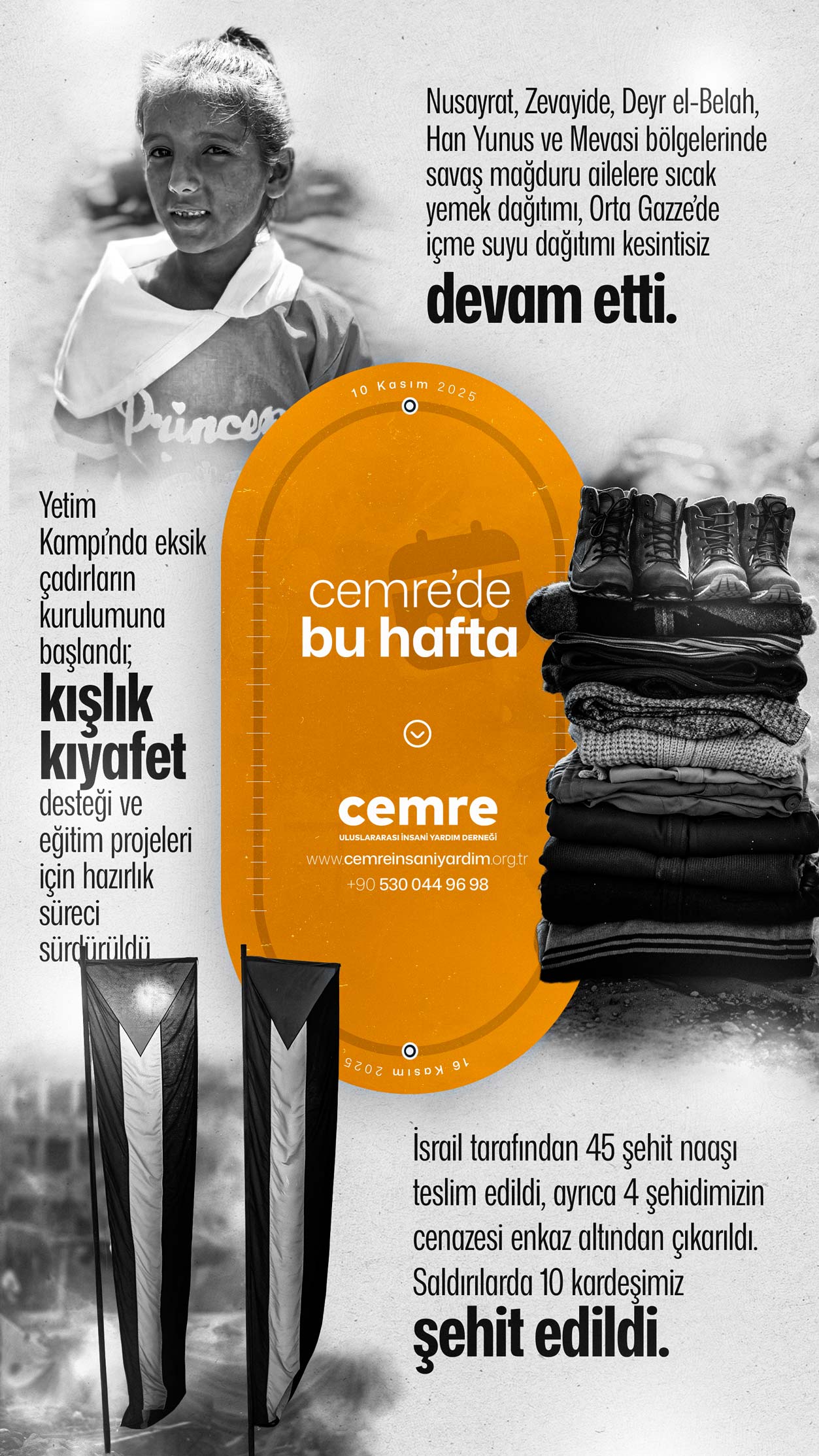 Cemre’de Kasım İkinci Hafta: Gazze’de Yardımlar ve Şehit Teslimleri Devam Ediyor